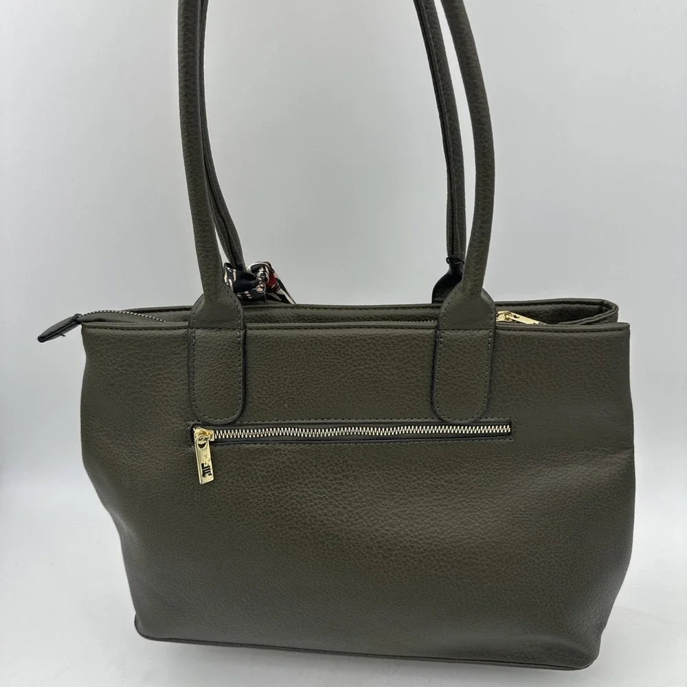 London‎ Fog Collection Lorianna Satchel Olive/green Leather Pocket NWT